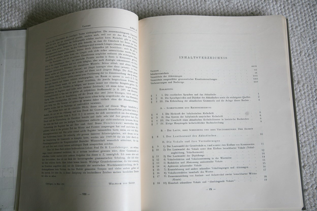 Grundriss der Akkadischen Grammatik incl.“ (Wolfram von Soden